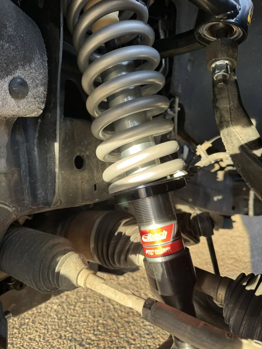 Eibach coilover installed on the front suspension of a Ford Bronco