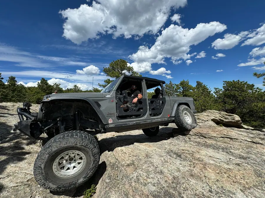 Doorless Jeep Gladiator on a granite slab