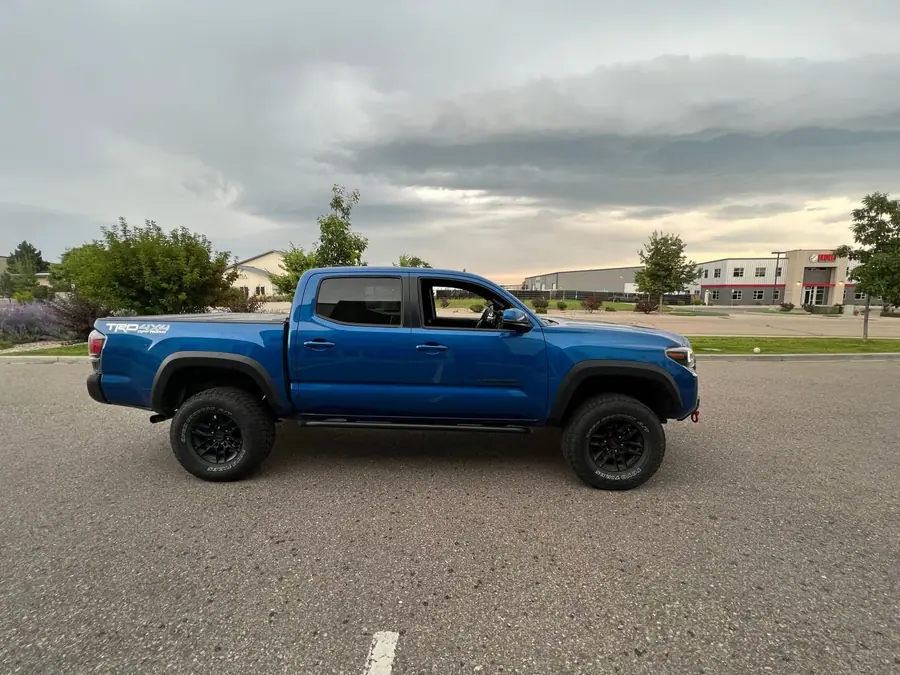 Leveled Toyota Tacoma on all-terrain tires