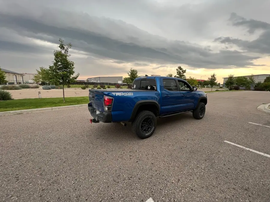 Leveled blue Toyota Tacoma