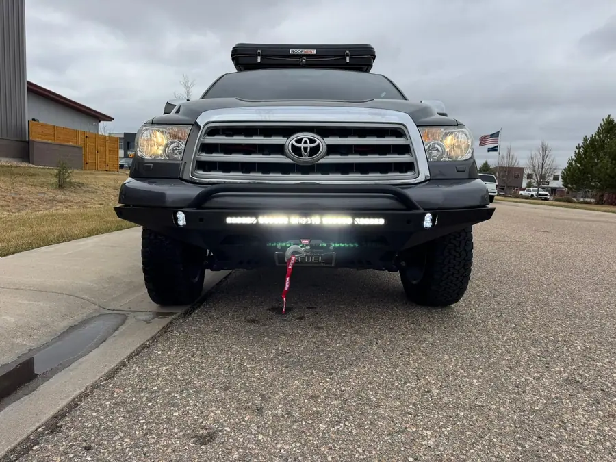 Lifted Toyota Tundra with a bumper light bar